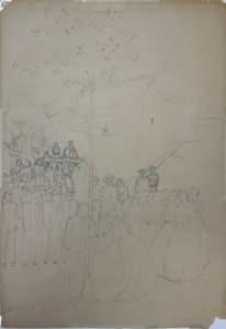 Image of Presenting the Flag at Fort Davis (Preparatory Sketch 1)