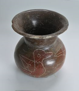 Image of Wide-Mouth Vessel with Bird Motif