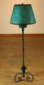 Image of Floor Lamp, Green Patina with Shade (1 of 2)