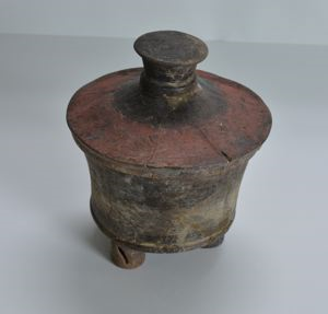 Image of Lidded Tripod Jar with Cylinder Feet