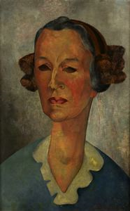 Image of Modigliani-esque Head of Jewel Bomar