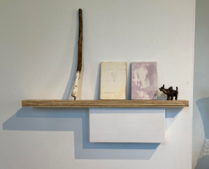 Image of Untitled (stick, funnels, and bull on shelf)