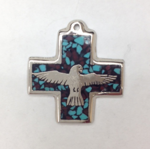 Image of Greek Cross with Dove Pendant 