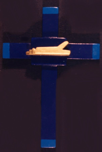 Image of Latin Cross with Airplane Wall Hanging 