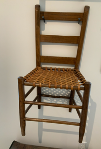 Image of Chair, Straight slat-back w/ woven leather seat (1 of 2)