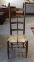 Image of Chair, Tall slat-back w/ cowhide seat